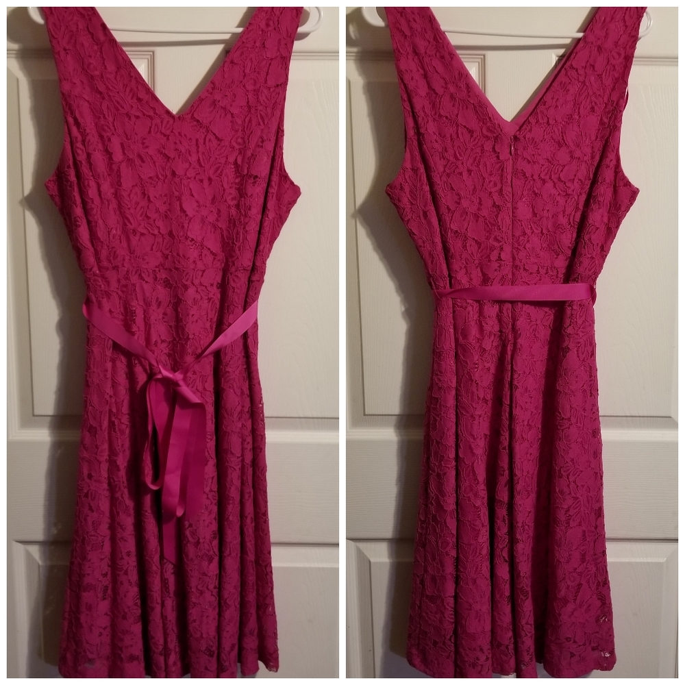Lane Bryant Sleeveless Fit&Flare Vneck Lac…